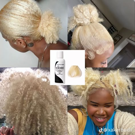 Adore Hair Dye Black Women, Dyed Afro, Afro Hair Dye, Bleach Hair Dye, Adore Hair Dye, Color For Black Hair, Dyed Curly Hair, Girl Hair Colors, Cute Hair Colors