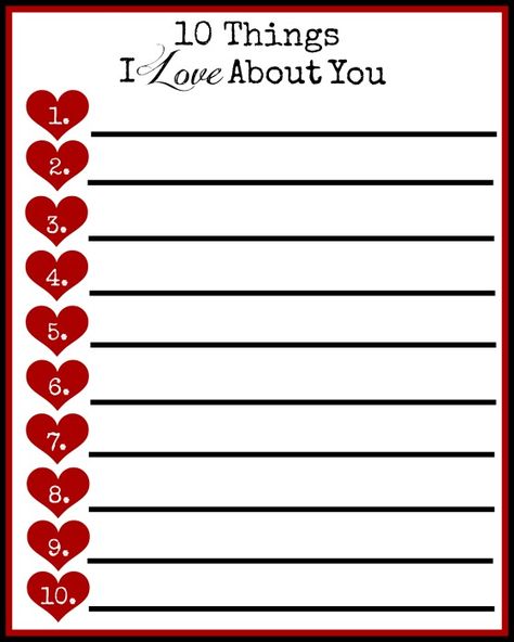 10 Things I Love About You, Valentines Printable, About You, Happy Hearts Day, Valentines Day Food, Heart Day, My Funny Valentine, Free Valentine, Love Days