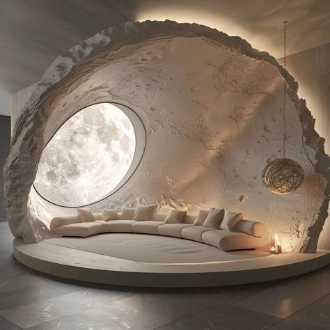 Space Inspired Interior Design, Moon Interior Design, Language Design, Moon House, Stylish Room Decor, Outdoor Restaurant Design, Artistic Room, Bubble House, Store Design Boutique