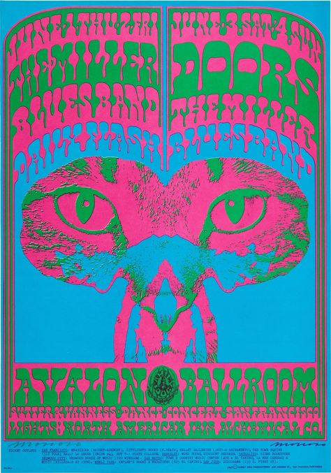 Poster Konser, Rock Poster Design, Wes Wilson, Victor Moscoso, Poster Musik, Trippy Cat, Steve Miller, Door Poster, Music Concert Posters