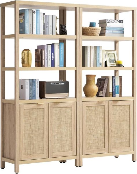 Amazon.com: SICOTAS Bookshelf 5 Tier Book Shelf Rattan Boho Tall Bookcase with Doors Storage Wood Shelves Large Bookshelves Farmhouse Bookcases Book Case for Living Room Bedroom Home Office Kitchen (Natural 3PCS) : Home & Kitchen Rattan Bookshelf, Dining Room Buffet Cabinet, Shelves Large, Farmhouse Bookcases, Bookcase With Doors, Large Bookshelves, Tall Bookcase, Sideboards Living Room, 5 Shelf Bookcase