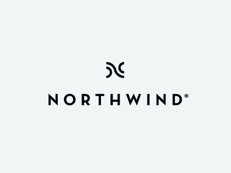 First concept for Northwind, this is the 'contemporary' concept. N is an abstraction of the Northwinds which swirl North to South and carry cool air down from the Northern hemisphere.   The mark is... North Logo Design, Air Logo Design, Abstract Logo Mark, Contemporary Branding Design, Luxury Logotype, Cool Branding, Logo Typeface, Abstract Logos, Feminine Branding Logo