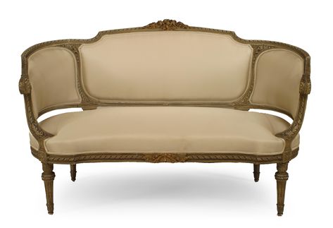 French louis xvi cushioned loveseat Curved Loveseat Sofa, Brown Leather Chesterfield Sofa, Brown Leather Loveseat, Suede Sofa, French Louis Xvi Style, Leather Chesterfield Sofa, Striped Upholstery, Tufted Leather, Mid Century Sofa