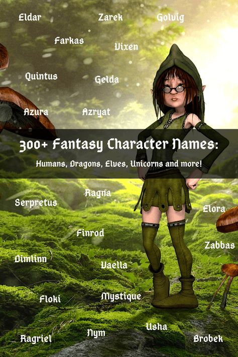 Over 300 cool fantasy character names to use in your stories. From fantasy human names to names for unicorns, dragons and elves! Fantasy Names Starting With A, Mythical World Names, Fantasy Names Kingdom, Fantasy Creature Names, Fae Names Girl, Fairy Names Ideas Girl, Mythical Girl Names, Fantasy Elf Names, Dragon Names Female