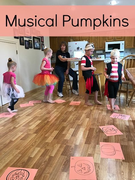 Halloween Musical Chairs, Musical Pumpkins Game, Musical Pumpkins, Musical Chairs Game, Pumpkin Walk, Preschool Halloween Party, Fall Festival Games, Grandma Ideas, Fun Halloween Party Games