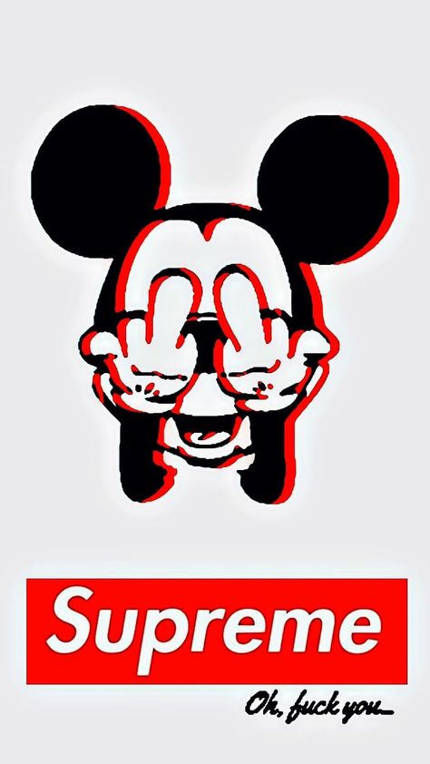 Supreme Wallpaper Mickey Mouse, Supreme Wallpaper Hd, Middle Finger Wallpaper, Supreme Iphone Wallpaper, Foto Disney, Hype Wallpaper, Hypebeast Wallpaper, Supreme Wallpaper, Mickey Mouse Wallpaper