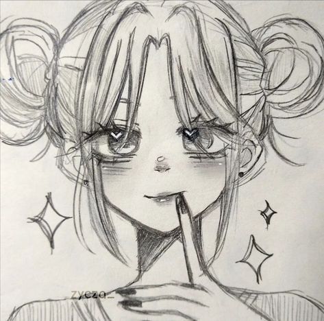 A Drawing, Pencil Drawing, A Girl, Pencil, Anime