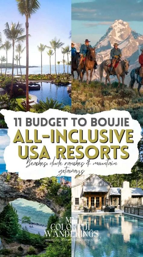 Looking for some good family fun? Or just relaxing couples retreat? Get our easy guide to some of the USA's best all-inclusive resorts. Looking to get away and not think about a thing? Explore one of these resorts for a great #USA vacay! Family Vacation Ideas, Couples Retreat, Vacations In The Us, Good Family, Best All Inclusive Resorts, Road Trip Places, Vacation Locations, Travel Inspiration Destinations, Couples Vacation