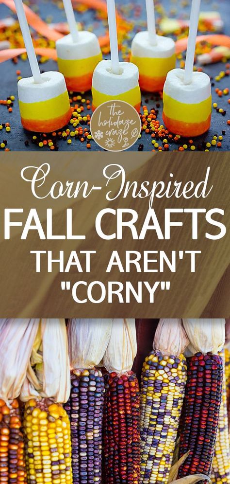 Explore fun and unique corn-inspired crafts that bring a fresh twist to your fall decorating. From charming corn husk wreaths to adorable corn cob crafts, these ideas are anything but corny. Perfect for adding a touch of harvest charm to your home without going overboard. Corn Party Theme, Corn Cob Crafts, Corn Stalk Decor, Indian Corn Craft, Chair Craft, Unique Fall Decor, Colored Corn, Corn Craft, Crafts For Fall