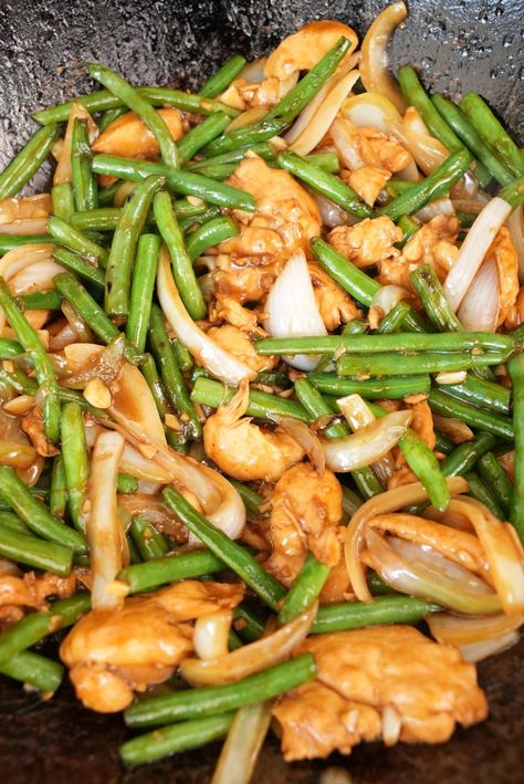 Panda String Bean Chicken, String Bean Chicken Recipe, String Bean Chicken, Green Bean Chicken, String Bean Recipes, Panda Express Copycat, Cj Eats, Chicken And Green Beans, Stir Fry Green Beans