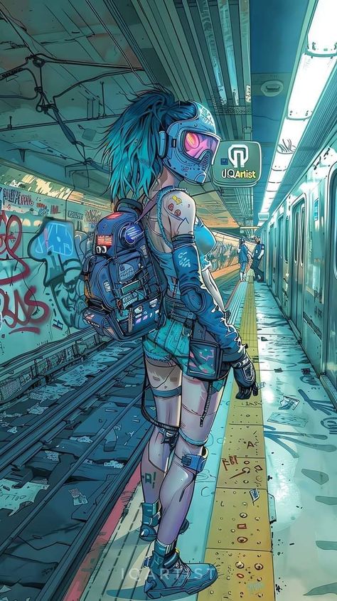 Junk Punk Character Design, Cyberpunk Phone Wallpaper, Cyberpunk Drawing, Bd Art, Graffiti Illustration, Cyberpunk Anime, Cyberpunk Girl, Cyberpunk Aesthetic, Arte Cyberpunk