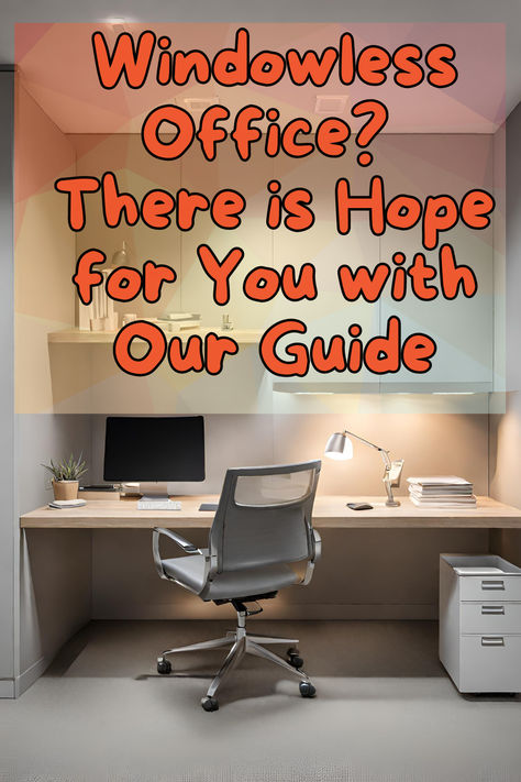 windowless office lighting Art For Windowless Office, Office With No Natural Light, Small Office With No Windows, Small Home Office No Window, Small Office No Windows Interior Design, Small Windowless Office Ideas, Windowless Home Office, No Window Office Decor, No Window Office Ideas