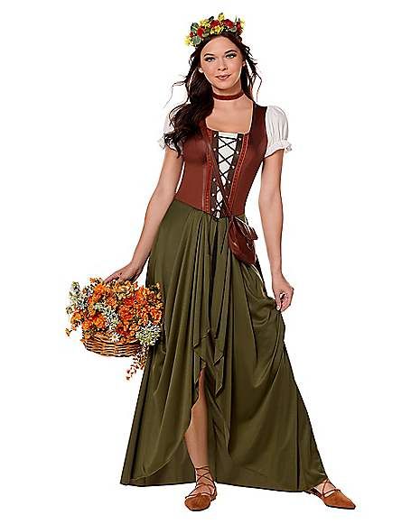 Adult Medieval Maiden Costume - Spirithalloween.com Medival Outfits Woman, Medieval Outfit Women, Medival Outfits Women, Medieval Maiden, Medieval Costume Women, Maiden Costume, Witch Outfits, Home Halloween Costumes, Medieval Outfit