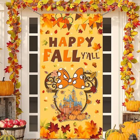 PRICES MAY VARY. Thanksgiving Decorations Design: The fall Thanksgiving party decorations door cover is measure about 70.8x35.4inch and our Thanksgiving banner is designed with rich and classical fall Thanksgiving pattern including letters with "Happy Fall y'ALL”, maple leave sign,pumpkin sign,etc, all of these patterns are the symbols of fall Thanksgiving, very suitable for the theme of fall Thanksgiving, can meet your decorating needs for you to bring a wonderful party. Easy to Hang: Our fall Easy Front Porch Fall Decor, Fall Decor For Classroom Door, Beauty And The Beast Door Decorations, School Door Decorations Halloween, Fall Office Door Decorations, Harvest Door Decorations, September Door Decorations Classroom, Fall School Door Decorating Ideas, Fall Door Ideas