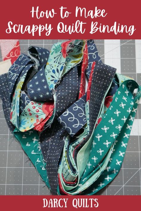 How to Make Scrappy Quilt Binding - Darcy Quilts Fabric Binding Techniques, Scrappy Quilt Binding Tutorial, Pieced Quilt Binding, Scrappy Binding On Quilts, Scrap Binding For Quilts, Scrappy Quilt Binding, Quilt Binding Tutorial Easy Machine, Quilt Binding Ideas, Scrappy Binding