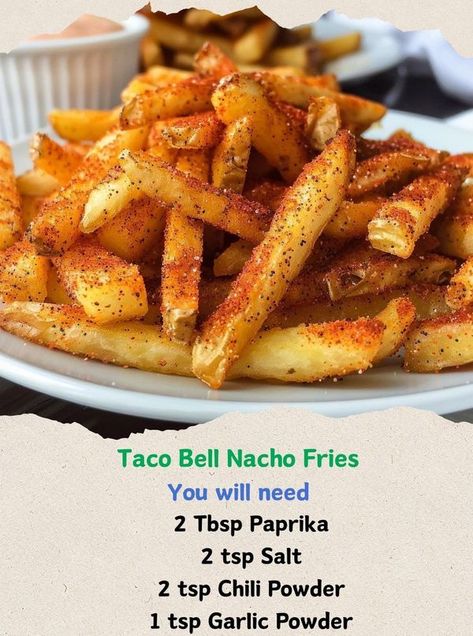 Cheesy Jalapeno Dip, Taco Bell Nacho Fries, Food Fries, Nacho Fries, Taco Bell Recipes, Fried Tacos, Ore Ida, Heavenly Recipes, Seasoned Fries