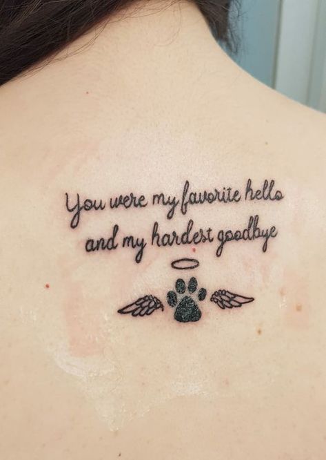 Tatoo Dog, Memorial Tattoo Quotes, Pet Memorial Tattoo, Hardest Goodbye, Dog Memorial Tattoos, Pawprint Tattoo, Remembrance Tattoos, Paw Tattoo, Cat Tattoos