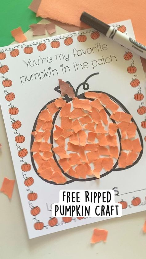 Cute Pumpkin Crafts, Pumpkin Crafts For Kids, Easy Fall Crafts For Kids, Halloween Crafts Preschool, November Activities, Pumpkin Craft, Fun Fall Crafts, Fall Arts And Crafts, Easy Fall Crafts