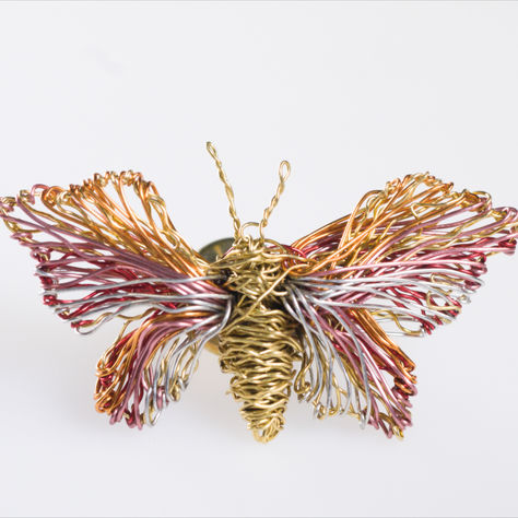 Art jewelry gold butterfly brooch handmade of colored copper and silver wire.
Wire butterfly insect art brooch sculpture jewelry is a unique gift for her.

*Dimensions
*Height: 2cm (0.79in).
*Width: 4cm (1.57in).
* The pin is bronze. Wire Butterfly, Sculpture Jewelry, Butterfly Insect, Jewelry Butterfly, Brooch Handmade, Art Jewelry Contemporary, Insect Jewelry, Insect Art, Handcrafted Art