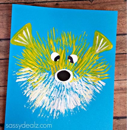 Kid's Puffer Fish Craft Using a Fork - Crafty Morning With links to more fork paintings. Chick, lion, dandelions, fireworks Sea Crafts For Kids, Ocean Kids Crafts, Ocean Animal Crafts, Under The Sea Crafts, Sea Activities, Ocean Activities, Ocean Kids, Sea Crafts, Under The Sea Theme