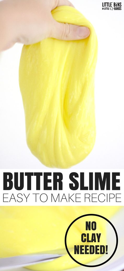 Our easy to make butter slime recipe doesn't use butter or the traditional soft clay either. Try this quick new homemade slime recipe today for a really cool textured slime! Make slime with cornstarch for our version of a butter slime recipe kids will love. Butterslime Recipe Easy, Slime Recipe Butterslime, How To Make Soft Slime, How To Make Slime With Cornstarch, Butter Slime Without Clay, Diy Putty, Cornstarch Slime, Butter Slime Recipe, Slime Recipe Kids