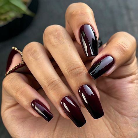 🌸 fall nails: Chic Black And Maroon Nails Look Maroon And Black Nails Design, Maroon Nails Fall, Black And Maroon Nails, Black And Burgundy Nails, Nails Fall Nails, Maroon Nails, Braided Styles, Short Coffin Nails, Burgundy Nails