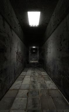 dark Dark Hallway, Cement Walls, The Ceiling, Both Sides, Cement, Hallway, The End, Graffiti, Ceiling