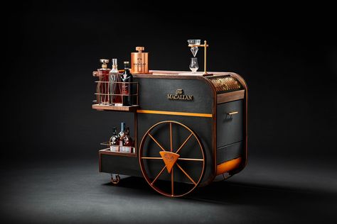 The Macallan Luxury Bar Cart - Case Studies Liquor Cart, Mobile Bar Cart, Buffet Stations, Gift Guide Design, Cocktail Station, Bar Trolley, Digital Creative Agency, Food Cart Design, Food And Beverage Industry