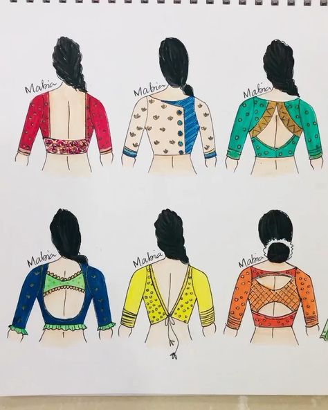 Pattern Blouses, Fashion Illustration Tutorial, Latest Blouse Designs Pattern, Barbie Paper Dolls, Latest Model Blouse Designs, Neck Designs For Suits, Fashion Design Sketchbook, Back Neck Designs, Fashion Sketches Dresses