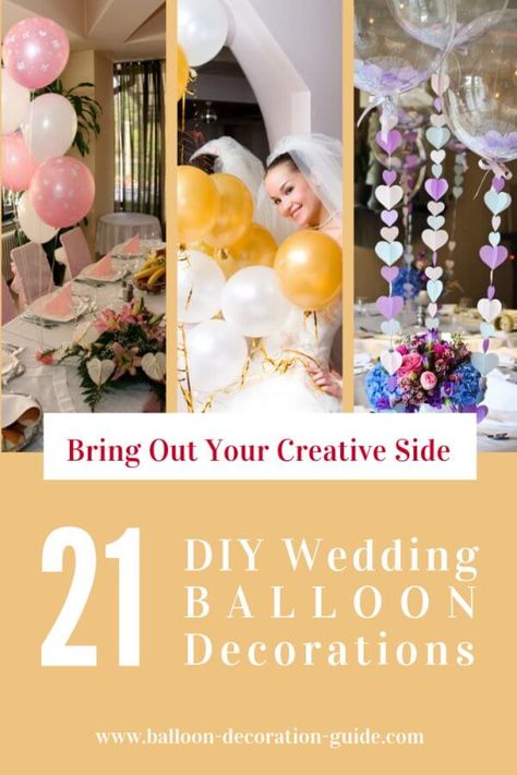 Spectacular DIY wedding balloon decorations to wow your guests. Find ideas for balloon arches, columns, centerpieces, topiaries and - of course - the classical bride and groom sculptures. #weddings #balloons #DIY #decoration Balloon Topiary, Hot Air Balloon Wedding, Balloon Business, Balloon Wedding, Wedding Balloon Decorations, Small Balloons, Wedding Decorations On A Budget, Balloon Arches, Modern Wedding Decor