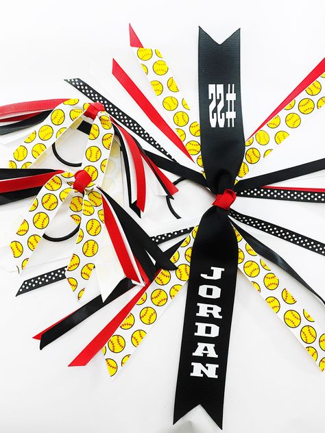 Softball Hair Bows, Hair Streamer, Volleyball Bows, Ponytail Streamer, Softball Team Gifts, Softball Hair, Softball Bow, Volleyball Hair, Softball Bows