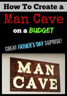 Creating an awesome man cave on a budget.  A man cave makeover could be a perfect gift for a dad or guy in your life from Father's Day to Birthday's.  Guys sometimes need a place to call their own. Man Cave Ideas Cheap, Man Cave Games, Birthday Decorations For Men, Ultimate Man Cave, Basement Bar Designs, Gifts For Guys, Man Cave Basement, Man Cave Home Bar, Woman Cave