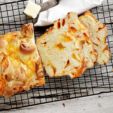 Chunky Cheddar Cheese Bread - Seasons and Suppers Chunky Cheese, Cheddar Cheese Bread, Cheese Bread Recipe, Bread Maker Recipes, Baking Bread Recipes, Cheesy Bread, Bread Bun, Homemade Cheese, Bread Maker