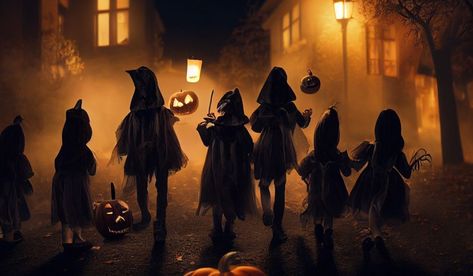 A group of Halloween trick-or-treaters. File photo credit: SamanthaFuture via Shutterstock Cry Out To Jesus, Ephesians 6 11, Spiritual Reality, Trick Or Treaters, The Horrors, Free Will, Armor Of God, Trick Or Treating, Flesh And Blood