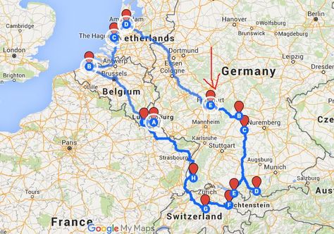 Looking for an epic European road trip route? We've got you covered! Hit 8 countries in just 7 days and experience European culture! European Road Trip, Road Trip Map, Road Trip Europe, Road Trip Routes, Motorcycle Travel, Travel Route, Netherlands Travel, European Culture, Destination Voyage