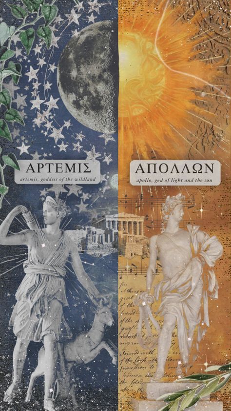 Artemis & Apollo #artemis #apollo #moon #sun #siblings #greekmythology Apollo Greek Mythology, Artemis Apollo, Apollo Artemis, Apollo Aesthetic, Apollo Greek, Apollo And Artemis, Greek Pantheon, Greek Mythology Gods, Achilles And Patroclus