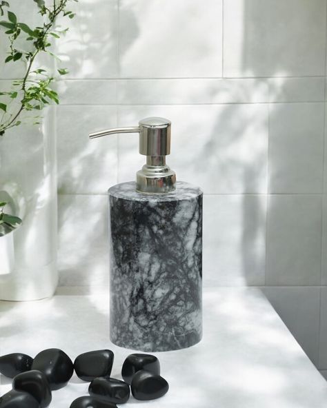 Elevate your bathroom aesthetic with our Italian Black Marble Soap Dispenser. Dimensions - 7” Weight - 0.85 Kgs #marbledispenser #soapdispenser #marblehandicrafts #bathroomessentials #homedecor #StoneSymmetry #italianmarble Shop now: www.stonesymmetry.com (Marble Soap Dispenser, Bathroom essentials, Black Italian Marble, Stone Symmetry, Marble handicrafts) Soap Dispenser Bathroom, Marble Soap, Bathroom Aesthetic, Italian Marble, Marble Stone, Bathroom Essentials, Black Marble, Soap Dispenser, Marble