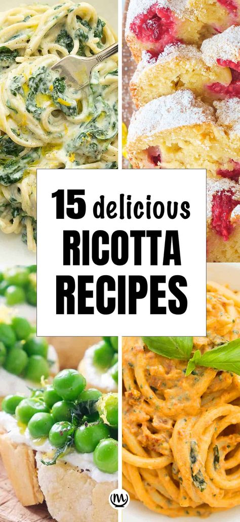 Ricotta Recipes Vegetarian, Pasta With Riccota Cheese, Ricatto Recipes, Healthy Meals With Ricotta Cheese, Things To Do With Ricotta Cheese, Pasta And Ricotta Cheese Recipes, Riccota Cheese Pasta, Riccota Cheese Recipes Dinners, What To Do With Ricotta Cheese