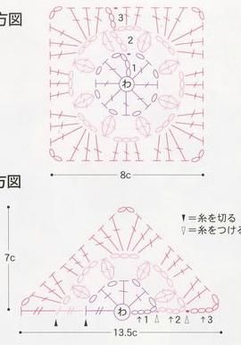 granny and half a granny Half Granny Square Pattern Diagram, Granny Square Half, Half Granny Square Pattern, Half Granny Square, Granny Square Crochet Patterns Free, Crochet Square Patterns, Granny Squares Pattern, Fun Crochet Projects, Square Patterns