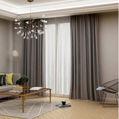 This solid grey blackout curtain is made of polyester fiber fabric, it has 99% shading rate and it's suitable for living room, bedroom, study and so on. Curtain Living Room, Curtains Living Room Modern, Grey Blackout Curtains, Interior Design Per La Casa, Plain Curtains, Luxury Curtains, Living Room Decor Curtains, Cool Curtains, Grey Curtains