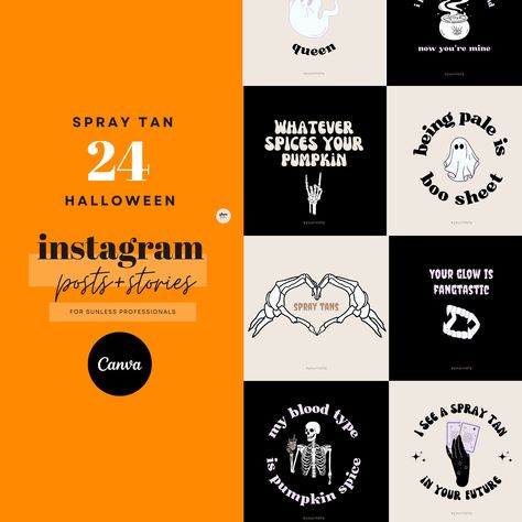 Spray Tan Marketing Halloween, Spray Tan Instagram Story, Halloween Spray Tan Quotes, Halloween Spray Tan, Spray Tan Instagram Posts, Halloween Social Media Posts, Spray Tan Instagram, Spray Tanning Quotes, Tanning Quotes