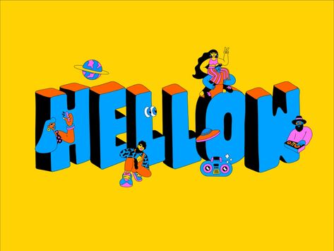 Hellow Festival 2020 by Lebassis on Dribbble Vintage Tshirt Design, Graphic Trends, Poster Design Inspiration, Cool Lettering, Learning Design, 2020 Design, Print Inspiration, Cool Fonts, Graphic Design Posters