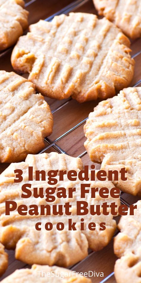 Sugar Free Peanut Butter Cookies, Sugar Free Cookie Recipes, Sugar Free Desserts Easy, Low Sugar Desserts, Biscuits Diététiques, Sugar Free Peanut Butter, Sugar Free Baking, Sugar Free Recipes Desserts, Sugar Free Treats