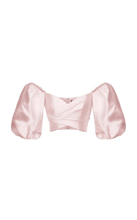 Click product to zoom Mode Casual, Puffy Sleeves, Puff Sleeve Top, Pink Top, Stage Outfits, Pink Satin, Cropped Top, Moda Operandi, African Fashion