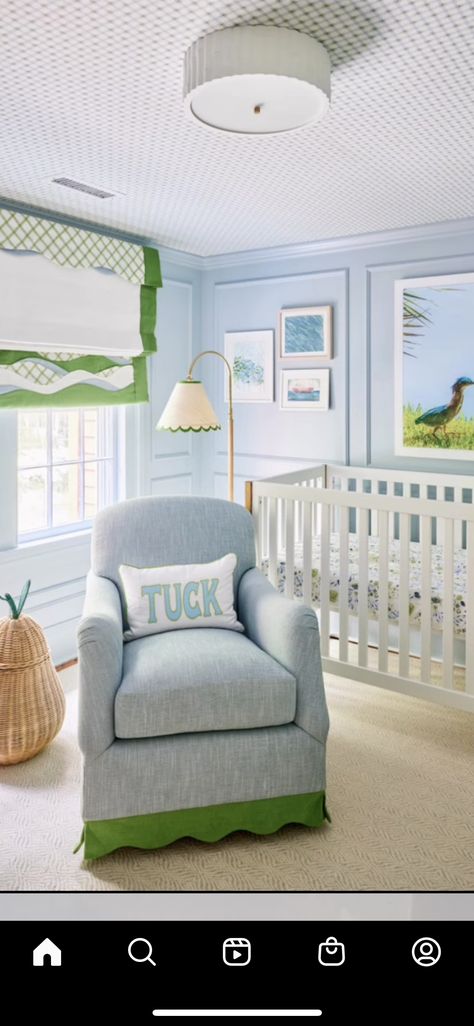 Kelly Green Nursery, Baby Blue Boy Nursery, Blue And Green Nursery Boy, Baby Boy Nursery Room Inspiration, Boys Nursery Themes, Colorful Boy Nursery, Green And Blue Nursery, Blue And Green Nursery, Preppy Nursery