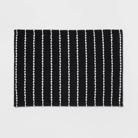 20"x30" Performance Plus Bath Mat Striped Black - Threshold™ Jack Jill Bathroom Ideas, Aztec Bathroom, Black And White Bath Rug, Black And Cream Bathroom, Target Bathroom, Grey Marble Bathroom, Bath Matts, Modern Bath Towels, Bath Runner Rugs