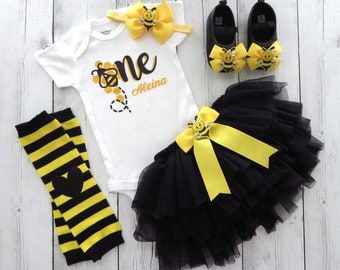 1st Bday Outfit, Bee Themed Birthday Party, Bumble Bee Birthday, Bee Shoes, Bee Birthday Party, Bee Day, Bee Party, First Birthday Outfit, First Birthday Themes