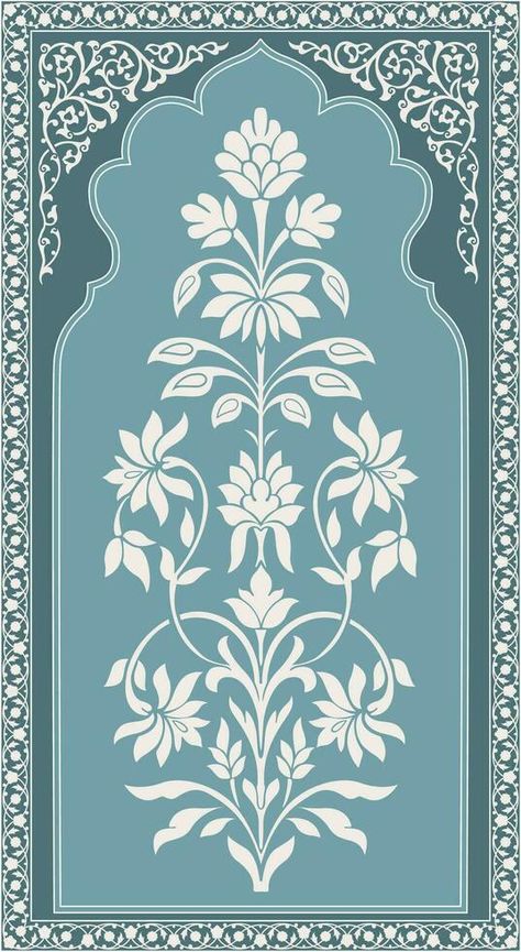 Mughal Art Border Design, Jharokha Shapes, Mughal Prints Design, Mughal Floral Pattern, Indian Traditional Design Pattern, Mughal Motifs Vector, Mughal Inspired Motifs, Mughal Patterns Design, Mugal Flower All Over Pattern