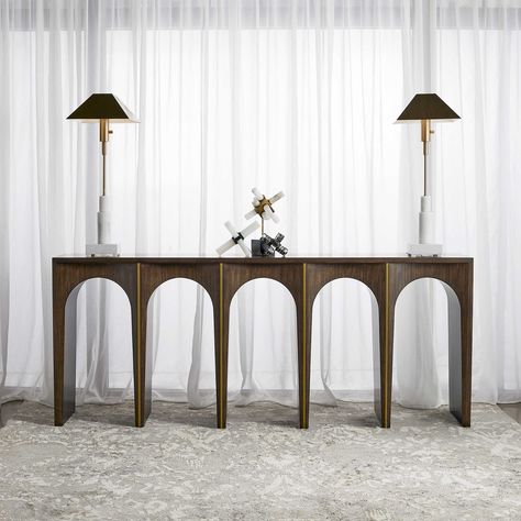 Coliseum Console Table | Uttermost Unique Console Table, Uttermost Furniture, Post Lanterns, Upscale Furniture, Console Table Hallway, Chic Lounge, Glass Console Table, Interior Design Themes, Hallway Table