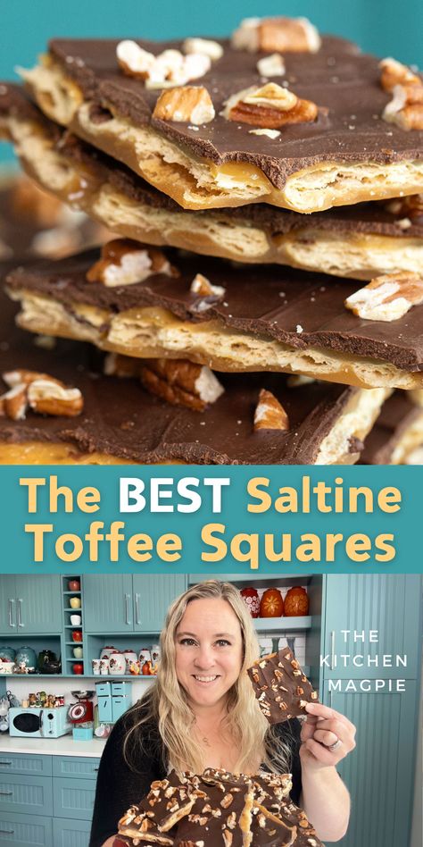 Saltine Toffee Squares Saltine Cracker Dessert, Toffee Squares, Saltine Cracker Toffee, Cracker Dessert, Saltine Cracker, Saltine Toffee, Cracker Toffee, Toffee Bars, Christmas Sprinkles